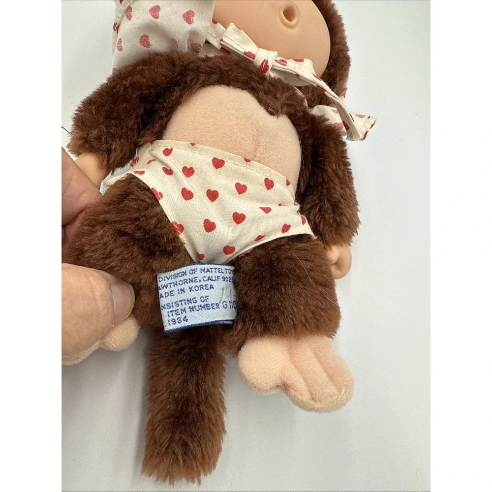 MATTEL Monkey Stuffed Heart Bonnet & Shorts EMOTIONS Plush Vintage 1984